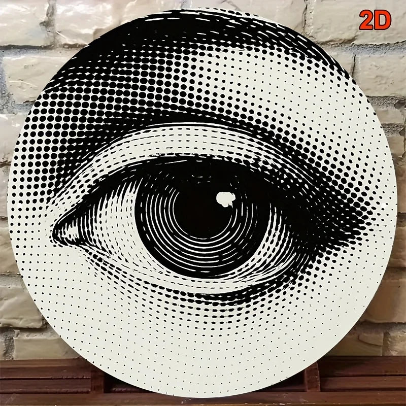 sticker mural oeil géométrique pop art noir blanc 20cm fixation murale decoration chambre