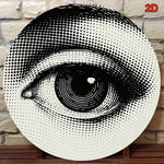 sticker mural oeil géométrique pop art noir blanc 20cm fixation murale decoration chambre
