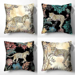 taie d'oreiller moderne imprimée léopard fleurs 40x40 45x45 50x50 60x60 polyester beige noir vert