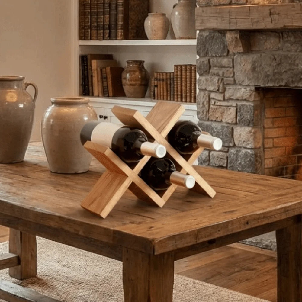 support bouteilles bois clair minimaliste moderne rangement bouteilles finition lisse structure simple