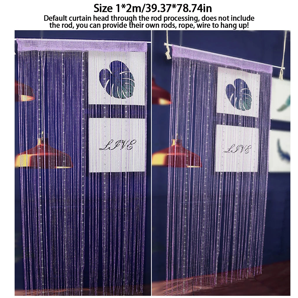 rideau porte transparentes argenté noir bleu gris moderne LOVE végétal décoratif élégant