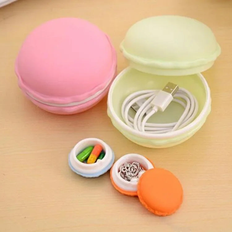 boîtes bijoux forme macaron rose jaune vert bleu boucles oreilles bague créatif rétro
