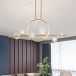 suspension lumineuse moderne or boules verre transparentes têtes G9 led chambre cuisine