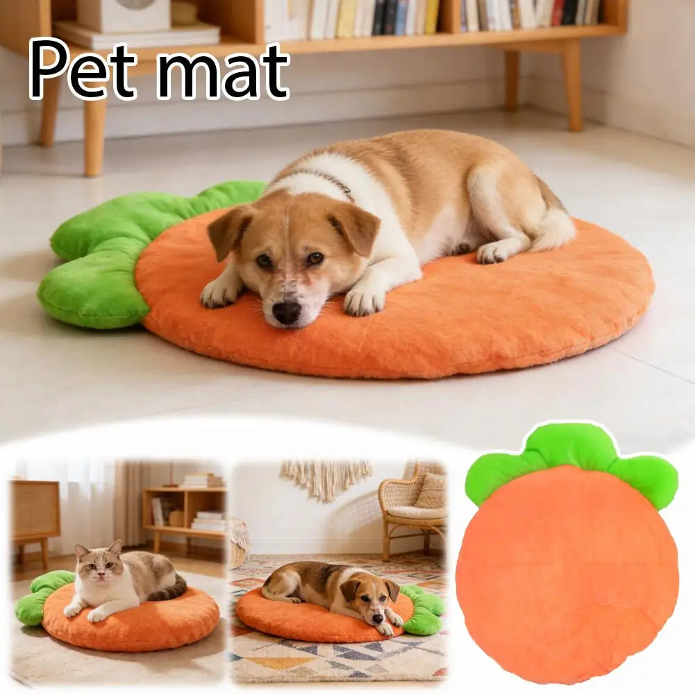 tapis animal compagnie forme carotte doux orange vert ludique décoration poilu