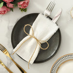 serviettes table coton rose pâle rustique franges ruban fleurs séchées