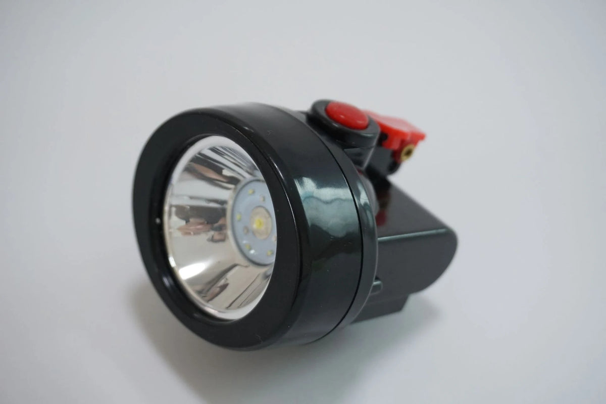 lampe frontale led bleu noire bande velcro pratique adaptateur secteur haute luminosité 1.5w