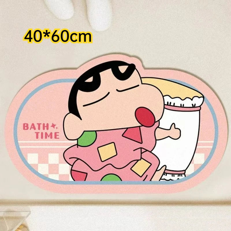 tapis bain antidérapant absorbant rapide blanc bleu rose vert cartoon personnages adhésif bulles motifs