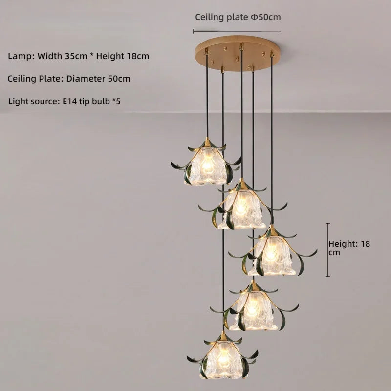 suspension lumineuse led transparente fleurs stylisées moderne vintage chambre restaurant