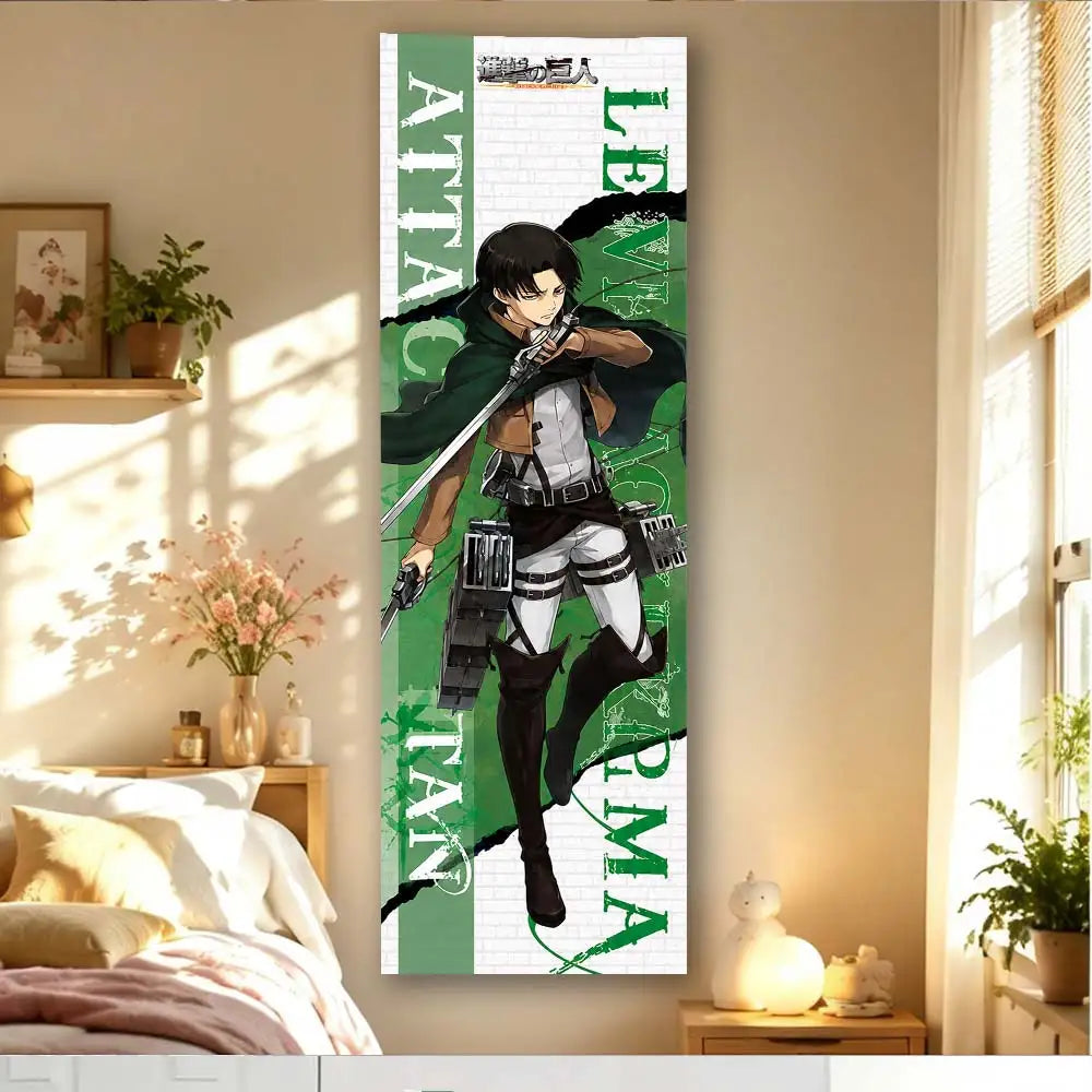 affiche murale anime vert white personnage attack on titan moderne large