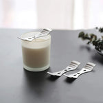 supports bougies acier inoxydable centrage diy fabrication moderne lignes horizontales gravées clips wick holders