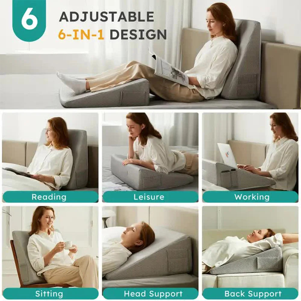 coussin wedge mousse mémoire forme triangle blanc gris antistatique anti ronflement contemporain minimaliste literie