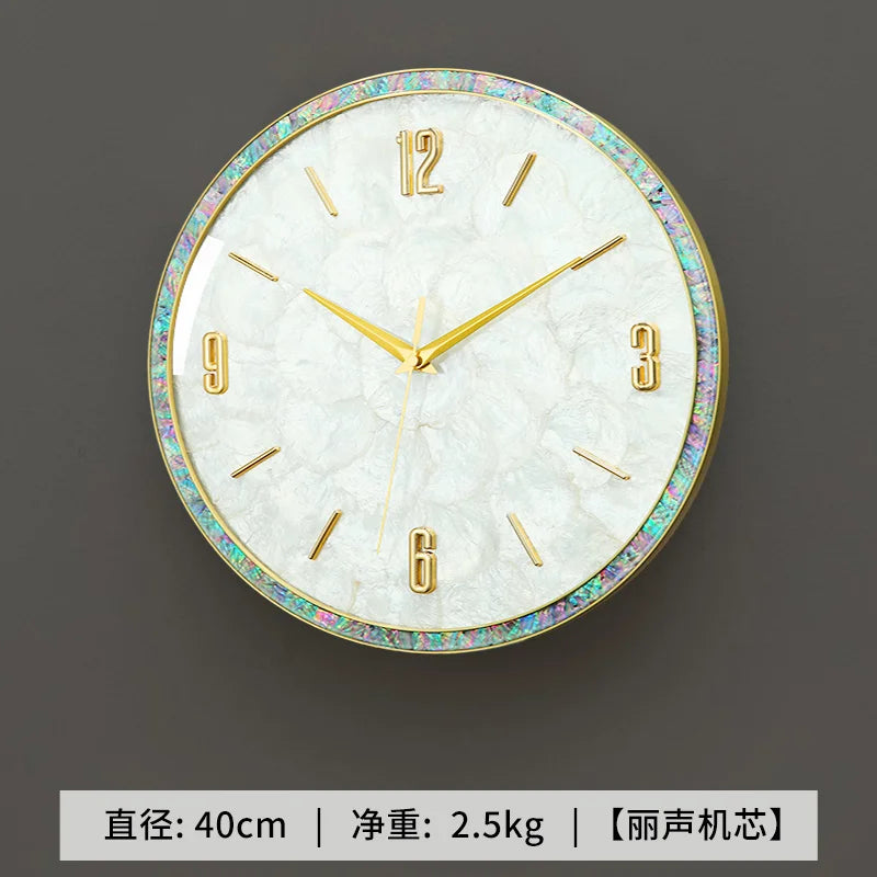 horloge murale moderne simple décoration intérieure visage unique opale naturelle fixation blanc marbré
