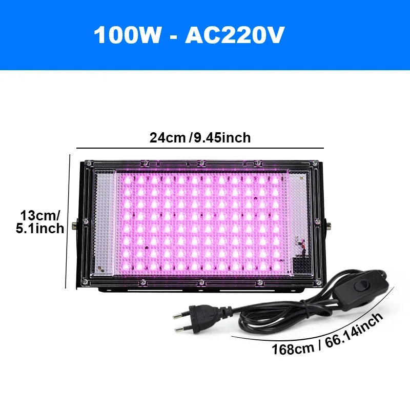 lampe led croissance végétale 50w 100w 150w violet noir moderne dimmer tringles aluminium