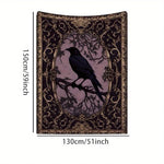 tapisserie gothique corbeau noir violet beige motif floral ornemental rectangle lavable maison chambre studio