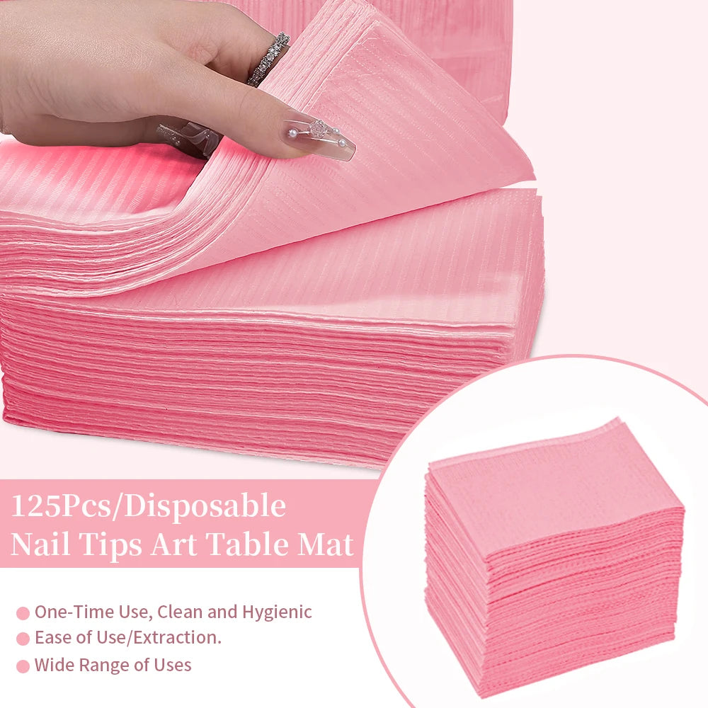 serviettes jetables rose violet blanc rayées modernes manucure outils scies taille grande