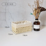 paniers rangement tissu dentelle beige rustique boho chic set trois tailles différentes