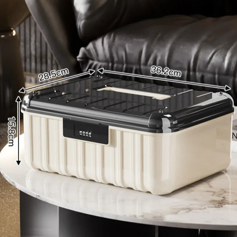 boîte rangement bijoux serrure combinaison moderne beige rayures poignée storage boxABS