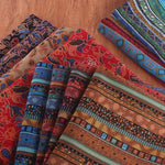 tissu coton lin motifs géométriques ethniques rouge bleu printemps automne hiver mariage fêtes traditionnel