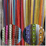 rideau décoratif ethnique polyester multicolore semi transparent tissage tressé réfléchissant