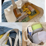 sac main femme toile beige clair lettre noire poignées détachables