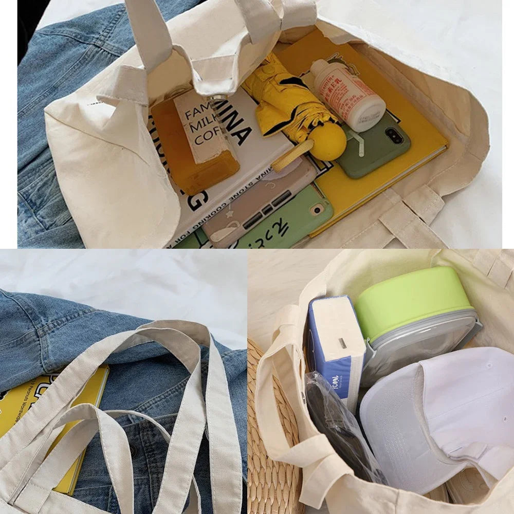 sac main femme toile beige clair lettre noire poignées détachables