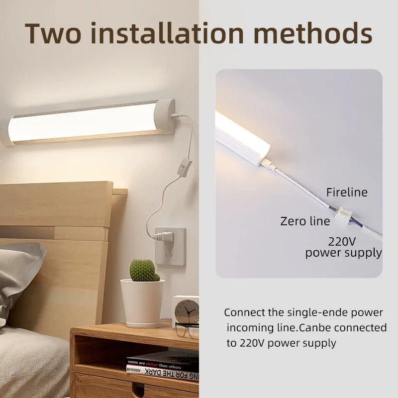 lampe led barre lumineuse blanc moderne 120cm clip interrupteur mural