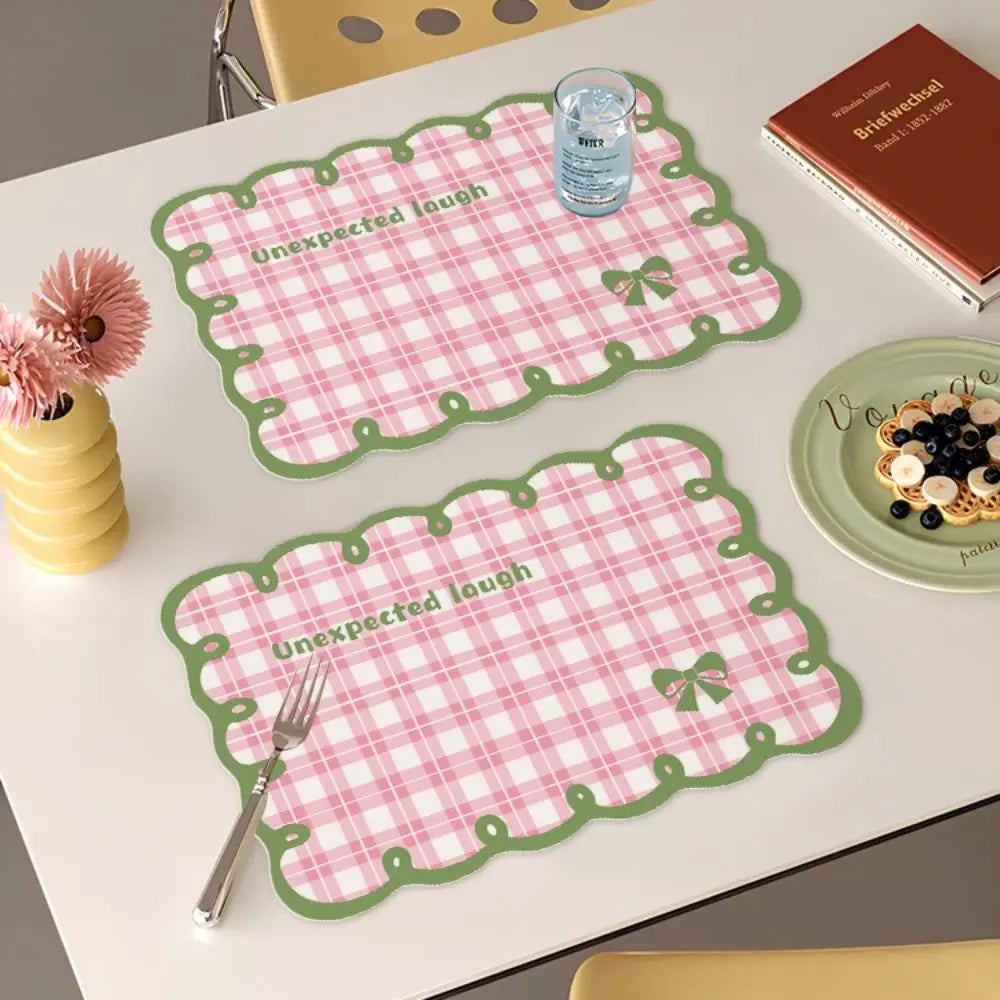 tapis table carreaux vichy vert clair bleu clair rose moderne adhésif decoratif blanc absorbant'eau