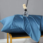 taies d'oreiller coton unies 50x90cm bleu clair moderne non toxique écologique adhésif maison hospitalière