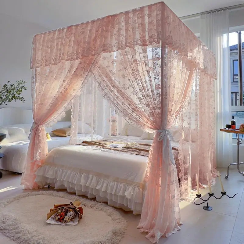 rideau lit blanc dentelle florale transparent classique maison adultes polyester coton unisexe