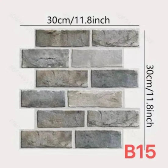 panneaux decoratifs murals adhésifs imitation briques gris beige modernes PVC 30x30cm cuisine salle bains