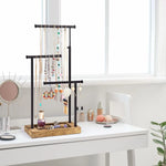 support bijoux moderne noir plateau bois boucles doreilles structure métallique haute qualité organisation industriel