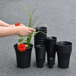 lot pots fleurs plastique noir moderne jardinières plantes succulentes décoration jardin culture intérieur
