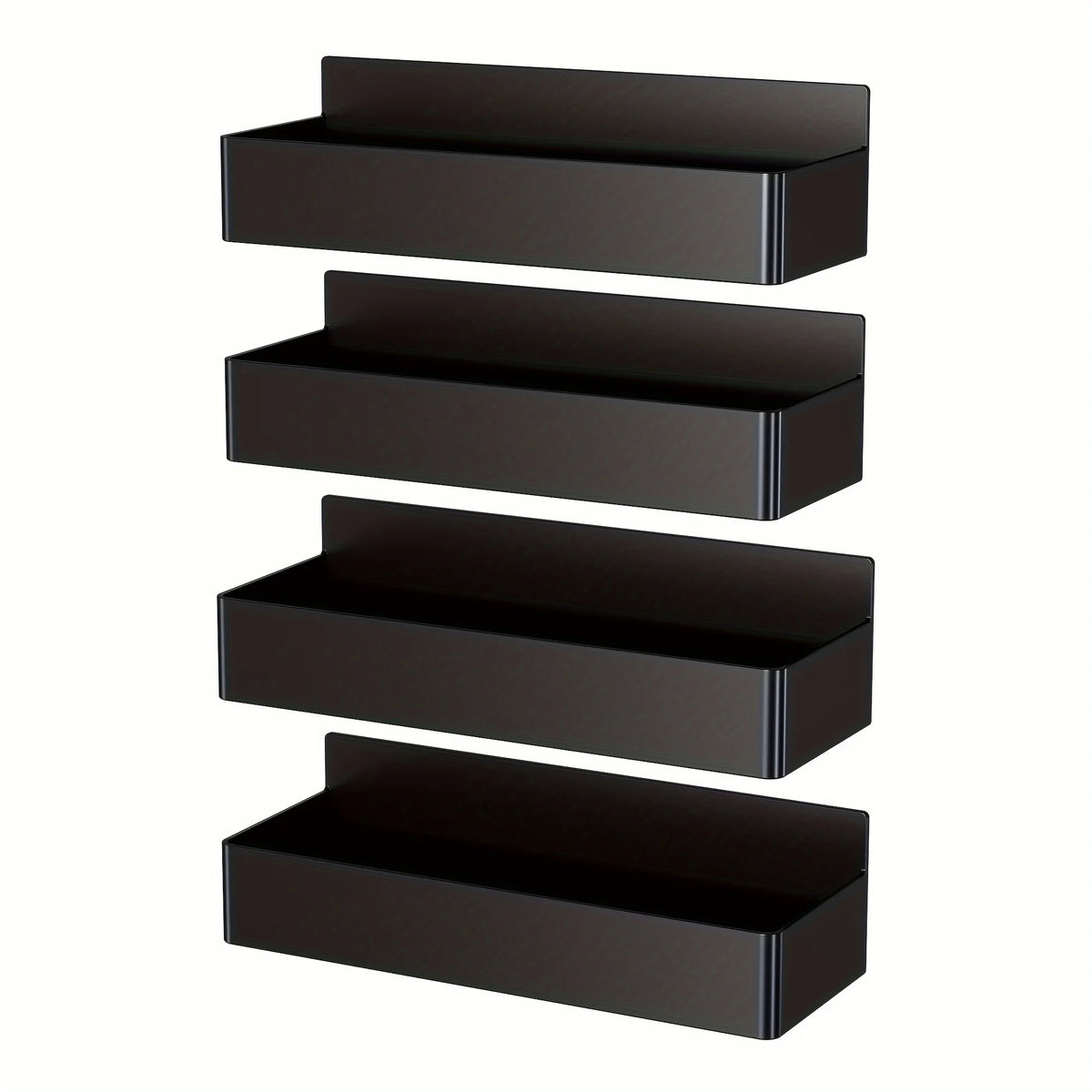 organisateur mural noir étagères adhésives cuisine moderne rangement minimaliste pots épices tasses plantes
