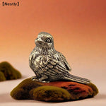 statue oiseau miniature or plumes détaillées décorative vintage marron bronze argenté