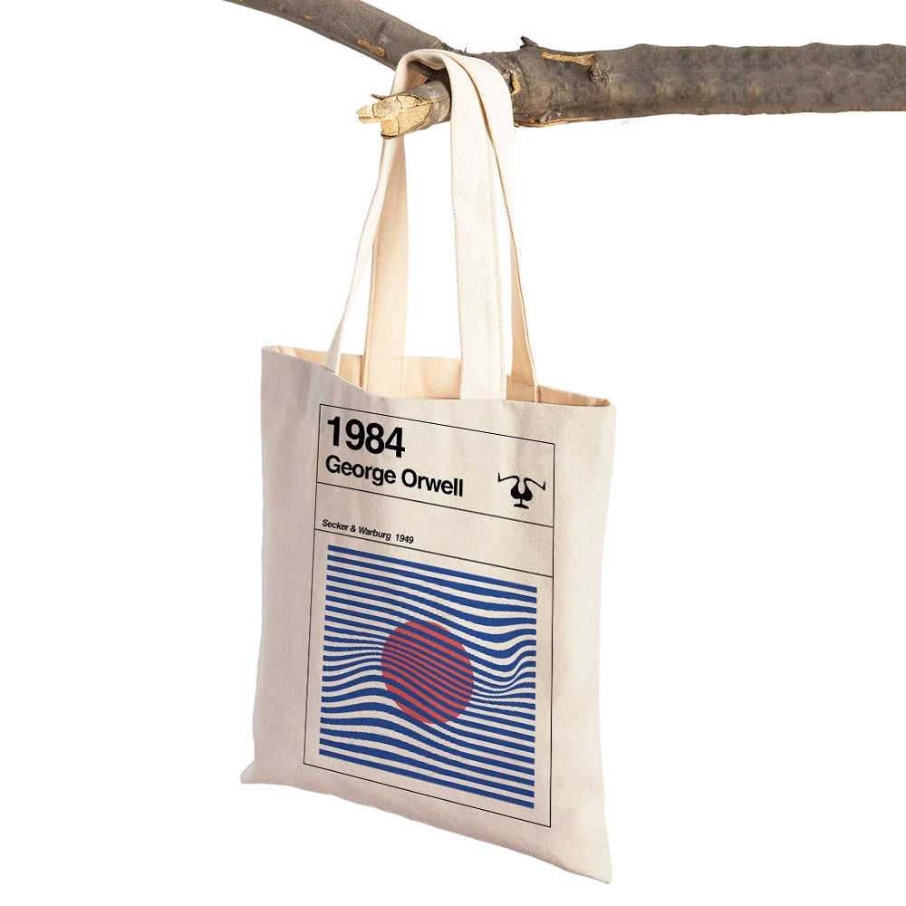 sac main toile blanc motif animal fourre tout portable bandoulière réutilisable grande capacité