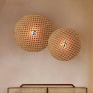 Applique murale rétro japonaise en bambou beige pour salon et chambre - Décoration intérieure artisanale