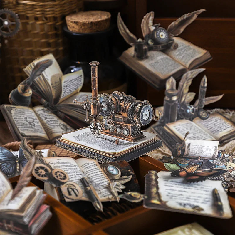 accessoires decoratifs steampunk engrenages roues dentees fleurs papillons bronze noir blanc