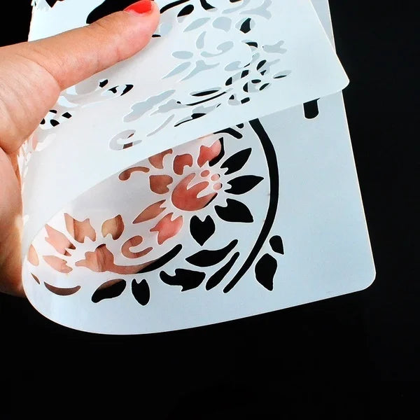 stencil transparent femme chapeau motifs floraux blanc noir bricolage scrapbooking decoration papier découpable artiste