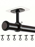 rideau polonais supports tige vis noirs modernes anneaux suspension polyester