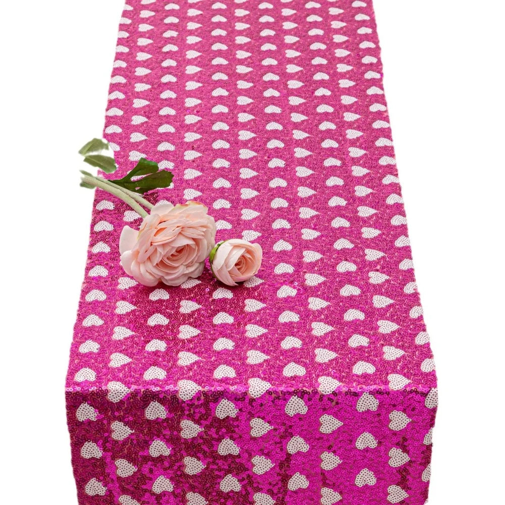 table table rose paillettes motifs cœurs décorative festive anniversaire mariage saint valentin