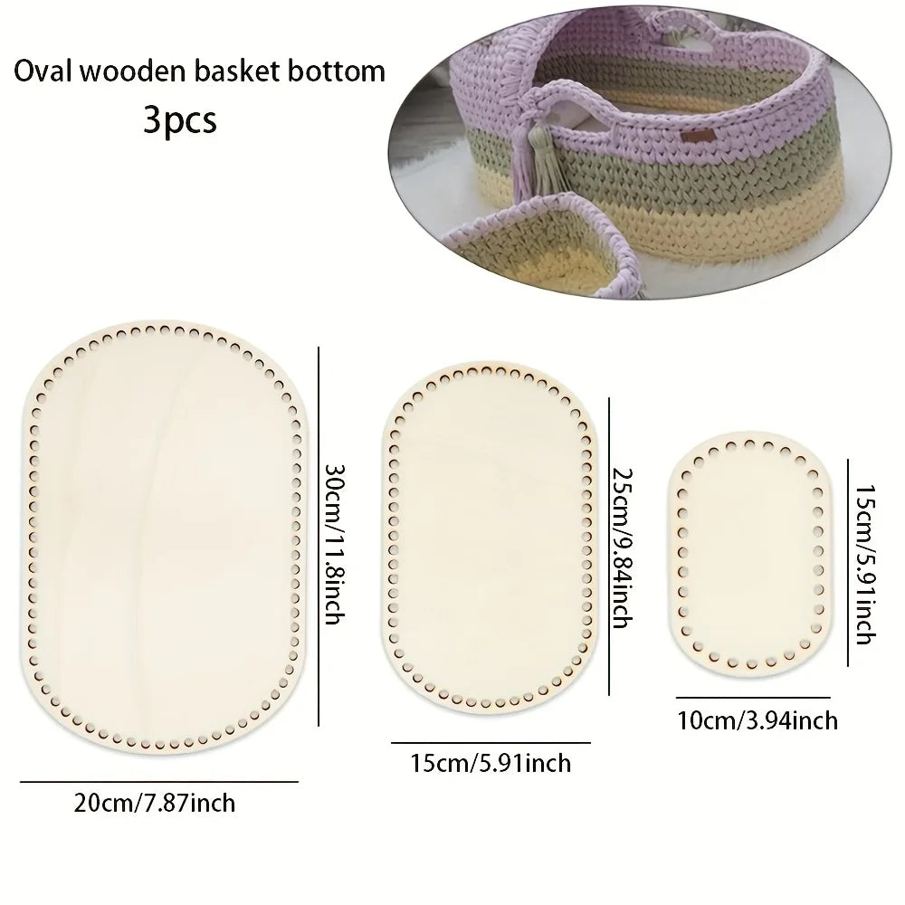 bases bois tissage paniers sacs tricoter ovales trous régulières différentes tailles beige clair pratique