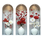 décoration murale autocollant pvc fleurs stylisées or argent blanc moderne élégant rouge bleu rose