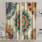 rideau imprimé floral abstrait moderne ethnique 100 polyester opaque anneaux métalliques fenêtre pièces