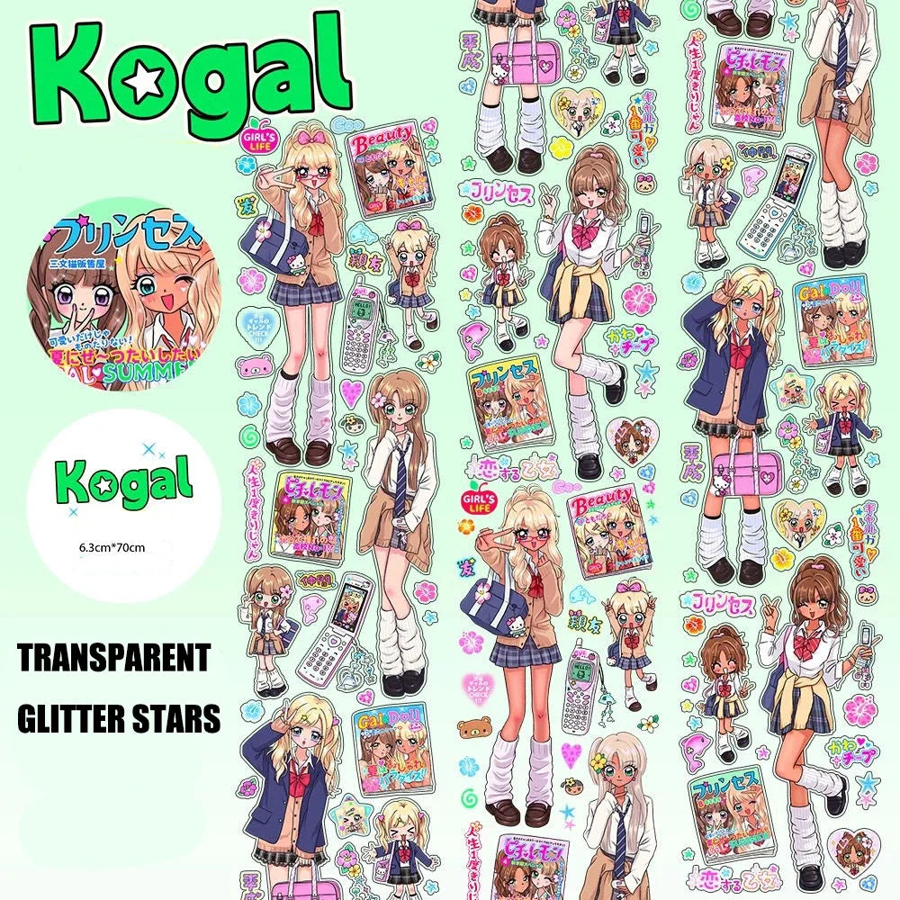 sticker kawaii multicolore dessins animés personnages accessoires floraux scrapbooking bricolage autocollant