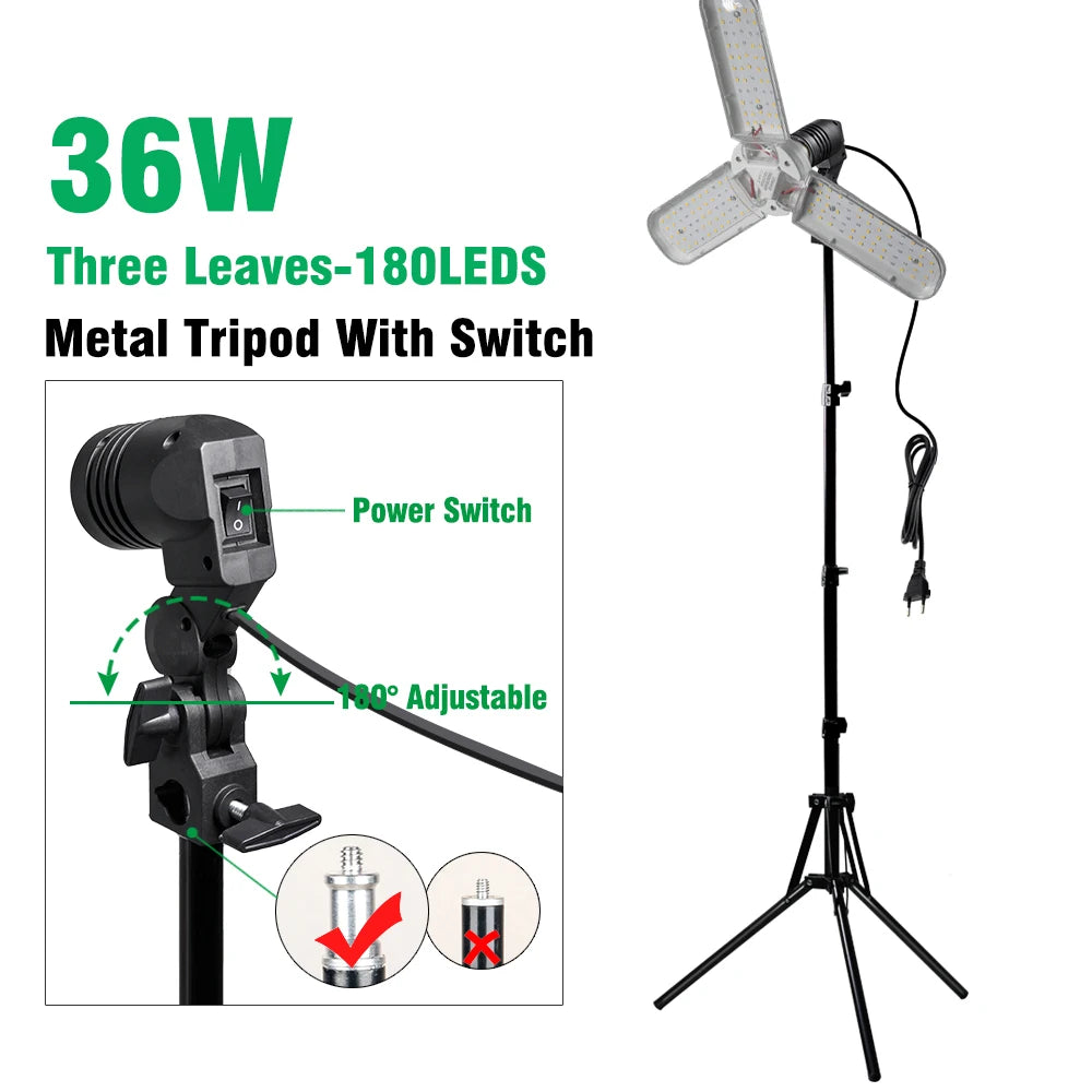 lampe led croissance plantes intérieur spectre complet trépied ajustable clip fixation