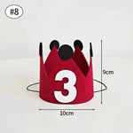 couronne anniversaire enfant rouge numéros blancs oreilles noires festive décoration ruban festif