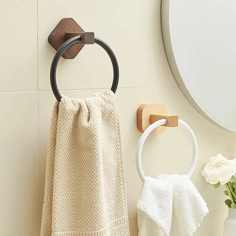 porte serviettes moderne adhésif noir blanc doré serviettes tissées laquées aluminium bois walnut