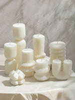 bougies aromathérapie cire soja blanc rayures verticales moderne minimaliste sans fixation visible