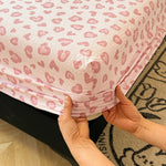 housse lit imprimée coeurs roses clairs moderne 100 polyester élastique single queen king