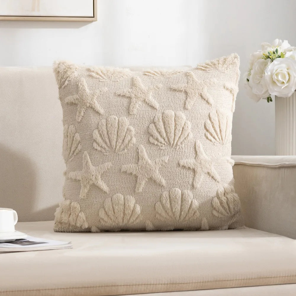 housse coussin décoration moderne rose clair blanc motifs floraux polyester coton 45cm lit chambre